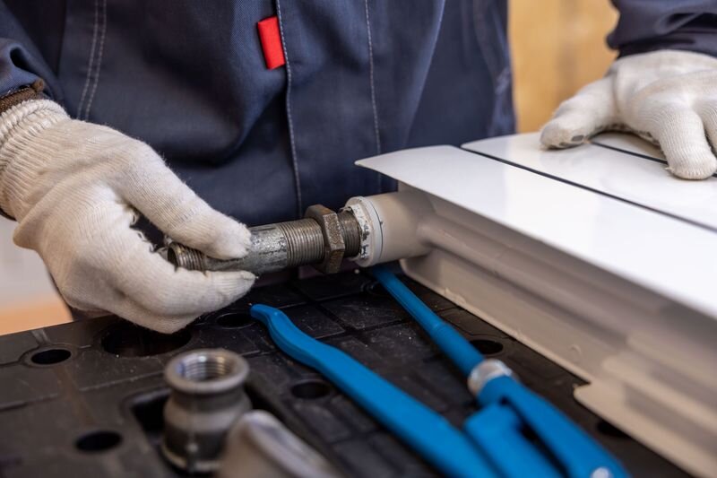 Close-up of a plumbing pipe repair